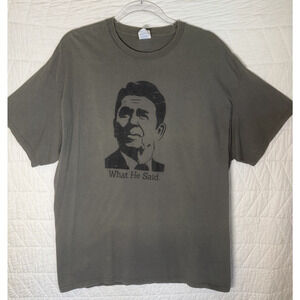 Ronald Reagan What He Said President of USA T Shirt 2000s Brown 2XL Vintage
